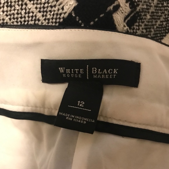 White House Black Market Plaid Wool Blend Skirt With Faux Leather Trim - Picture 3 of 4